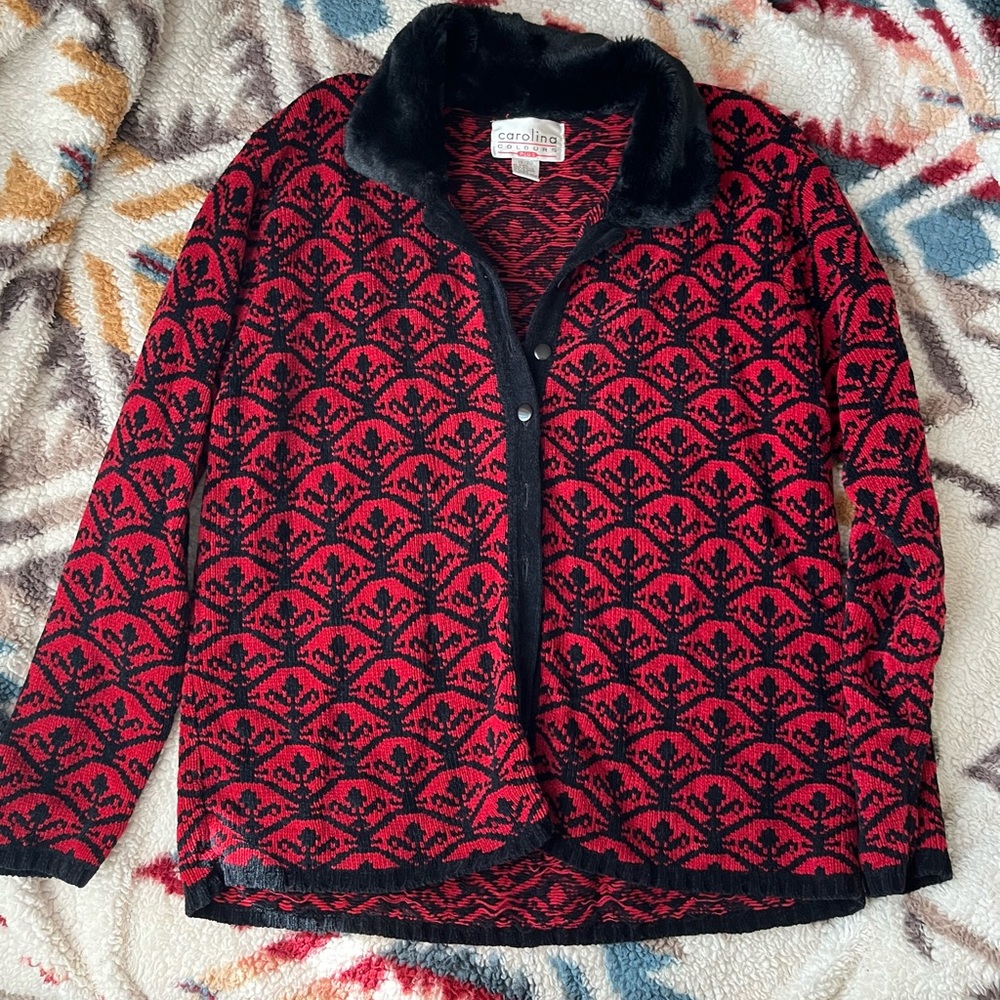 Carolina colors plus button cardigan sweater